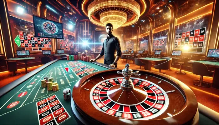 Live roulette game table